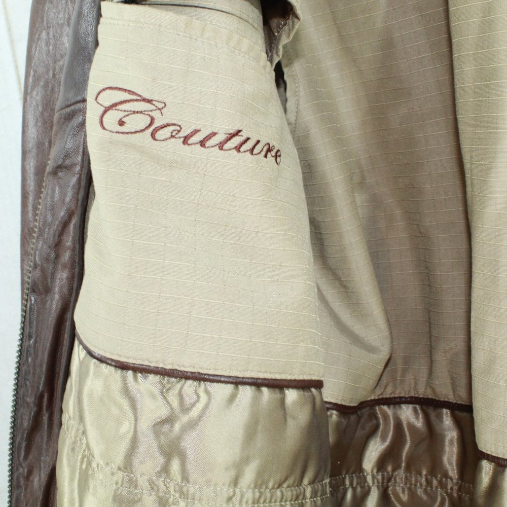 Couture Genuine Lamb Leather Full Zip Jacket Sz M - Picture 7 of 12